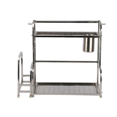 China Sustainable 2-Tier Stainless Steel Bedside Kitchen Shelf Storage Rack That Can Be Placed In A Corner for sale