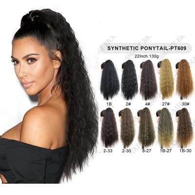 China Our ponytail are made of high quality long synthetic fiber pooch drawstring ponytails for women pony 22inch synthetic ponytail clip in drawstring ponytail extension for women wholesale for sale