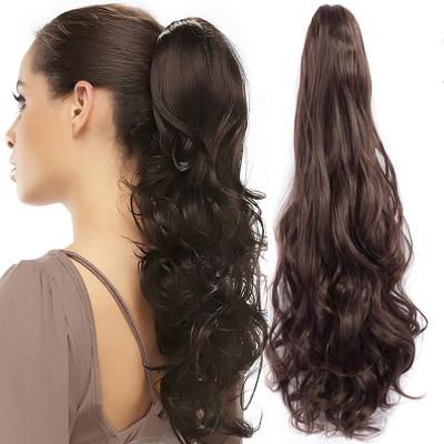 China Other Claw On Ponytail Synthetic Women Cut In Pony Style Wavy Ponytail Wig Hair Extensions Blonde Brown Ombre Color Wholesale for sale