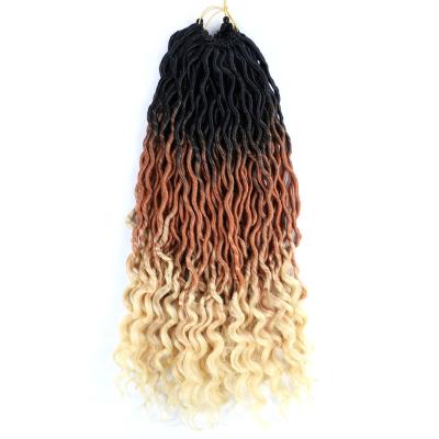 China Wholesale Silky Straight Wave With Curly Ends Crochet Goddess Faux Locs Curly Ends Soft Synthetic Wavy Faux Locs for sale