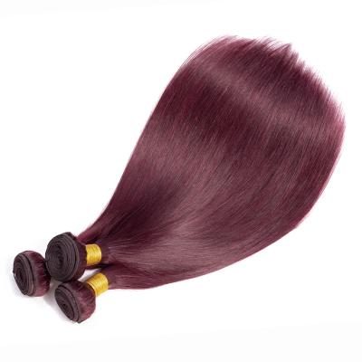 China Red Color Brazilian Straight Human Hair 99J Silky Straight Wave Ombre Color Non-Remy Hair Weaving 3/4PC Bundles for sale