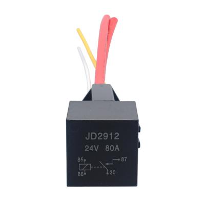 China Quick-connect relay copper pin 4 pin 12V 24V 80A JD1912 wide pin automobile relay with bare back of socket (bare back for sale