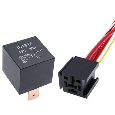 China Easy Stand 12V 80A 24V JD1914 5pin Copper Foot Relay Car Relay 124 Wide Spider (348_) for sale