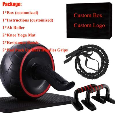 China Need To Be Customized 7-in-1 Perfect Home Gym Equipment Yoga Kneeler Pad Resistance Bands Handles Grips Lift Up AB Bars Wheel Roller Kit With Pad Set knee for sale