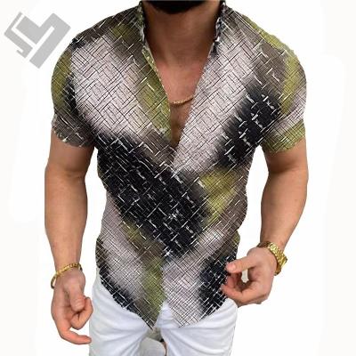 China Luxury Summer Mens Designer Clothing Breathable Printed Button Down Shirts Short Sleeve Turn Down Collar Blouse Men Top Shirt for sale