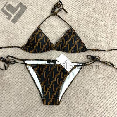 China F Logo Luxury Bathing Suits Sexy Breathable Custom Double Triangle Bikini Set Famous Designer Brands Women Swimwear Letter Print Swimsuits for sale