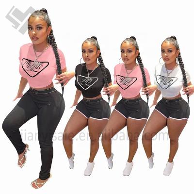 China Clothes Famous Brands QUICK DRY Womens Designer Summer New Arrival T-Shirts and Legging Set Fashion Casual Women Shorts Two Piece Set for sale