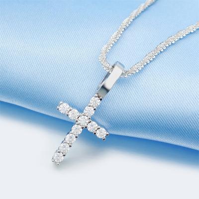 China Hiphop Sterling Silver 925 Iced Out Diamond Moissanite Ankh Cross Pendant Hip Hop Rapper Jewelry for sale