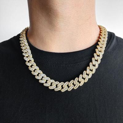 China CLASSIC 18k Gold Finish Iced Out Thick Miami Cuban Link Chain Hip Hop Necklace CZ Miami Cuban Chain Necklace for sale