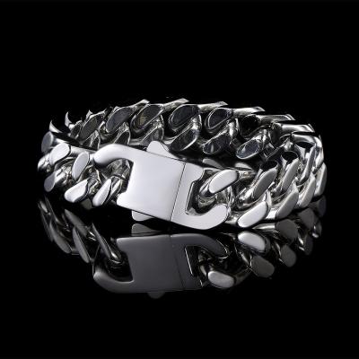 China High Quality Stainless Steel/Hip Hop Hip Hop Encrypted Four Sides Grinding Chain Bracelet Cuban Spring Instant Titanium Steel Cuban Chain for sale