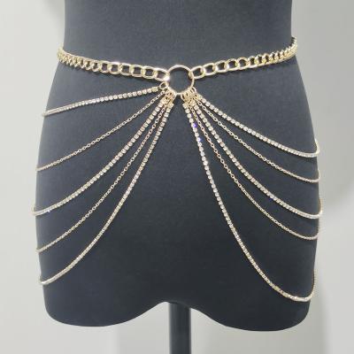 China Factory FASHION Selling Multilayer Tassel Body Chain Shapes Rhinestone Waist Chain for sale