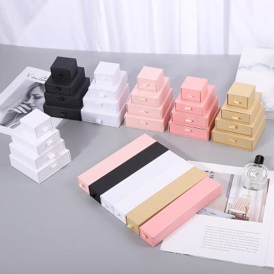 China Custom Logo Necklace Drawing Box Package Slide Drawer Paper Box Cardboard Jewelry Gift Bag Jewelry Display Storage With Black Foam For Jewelry Packaging for sale