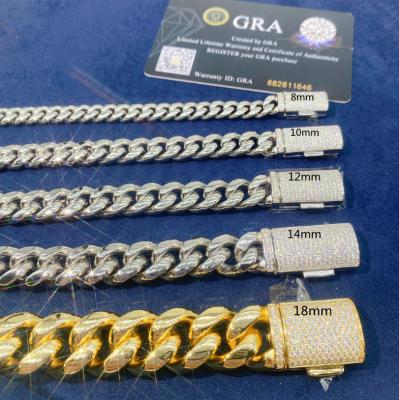 China 8mm Stainless Steel Vvs Moissanite Buckle Head Hip Hop Chain Necklace Stainless Steel Non-fading Inlaid Cuban Chain for sale