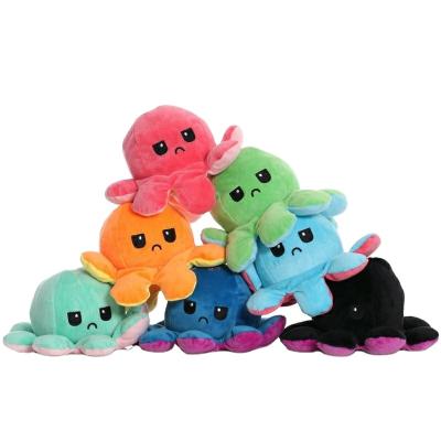 China Cute Fun Custom Design Soft Flip Reversible Octopus Mood Plush Soft Plush Toy Animal Side Double Side Emotion Octopus for sale