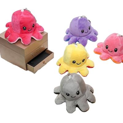 China Decoration Double Sided Flipping Cute Octopus Stuffed Toy Key Chain Pendant for sale