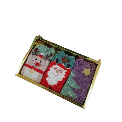 China Lovely Gift Box 2021 Fuzzy Christmas Socks Unisex Kids Christmas Gift Set Ladies Floor Socks Warm Christmas for sale