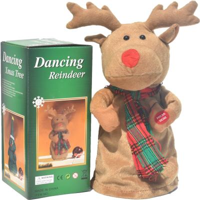 China Christmas Musical Toy Deer Christmas Ornament Decoration Christmas Deer Christmas Gift Elk Doll Plush Electric Dancing for sale