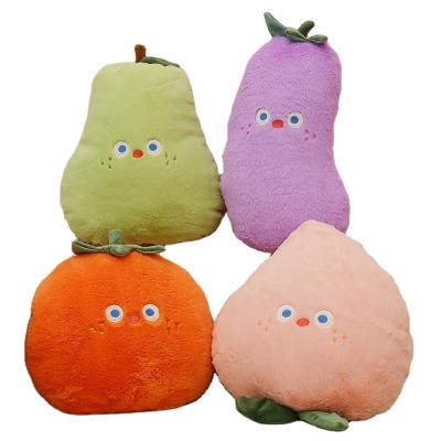 China Lovely Gift Plush Peach Pear Fruit Shape Toy Soft Vegetable Eggplant Orange Plush Tiles Toys Fruit Pillow for sale