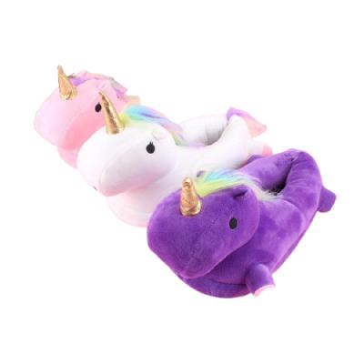 China Wholesale Home Winter Rainbow Kids Adults Children Girls Unicorn Slippers Warm Unicorn Slippers Cotton Slippers for sale