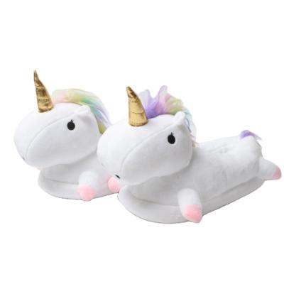 China Wholesale Home Women's Scrambled Rainbow Plush Unicorn Plush Bed Slipper Cotton Unicorn Slippers Kids for sale