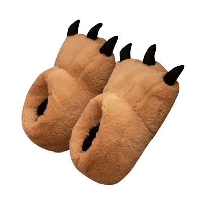 China Cute Home Slipper Cat Bear Paw Slipper Animal Shaped Slippers Adults Fluffy Home Feet Animal Print Slippers for sale