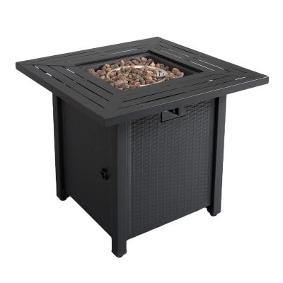 China Stocked 28 Inches Square Outdoor Fireplace Patio Woven Rattan Garden Backyard Chiminea Fire Pit Chimenea Stove Fire Brazier Party OEM for sale