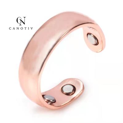 China Fashion Jewelry Health Care Slap Ring Neodymium Jewelry Magnetic Pure Copper Bio Ring Marrying for sale