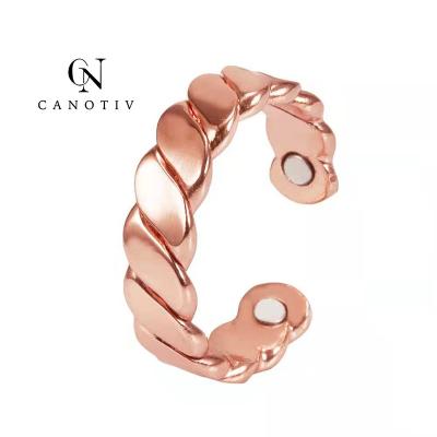 China Fashion Health 100% Organic Neodymium Magnetic Resizeable Ring Pure Copper Engravable Magnetic Finger Cuff Ring for sale