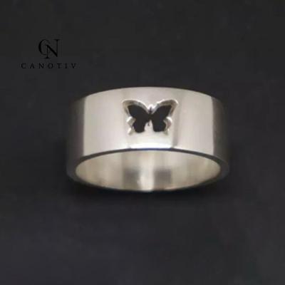 China New Trendy Fashion Design Stainless Steel Rings Men Women Charm Jewelry Hollow Titanium Steel Ring for sale