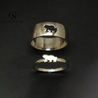 China Fashion Amazon Hottest Selling Jewelry Cut Cat Rings Couple Men Stainless Steel Female Meaningful Rings for sale