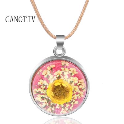 China Cheap Price CLASSIC Dried Real Pressed Daisy Flower Necklace Jewelry Sets Necklace Chain for sale