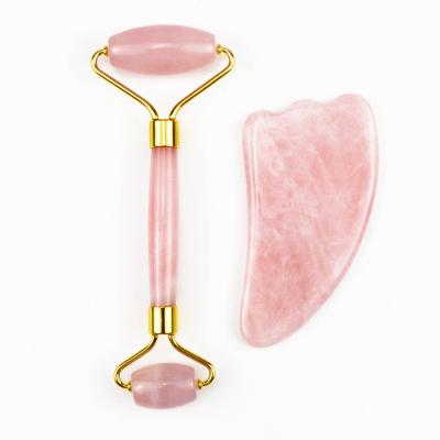 China Hot Selling OEM Private Label Wholesale Metal Welded Natural Rose Quartz Pink Massage for Face for sale