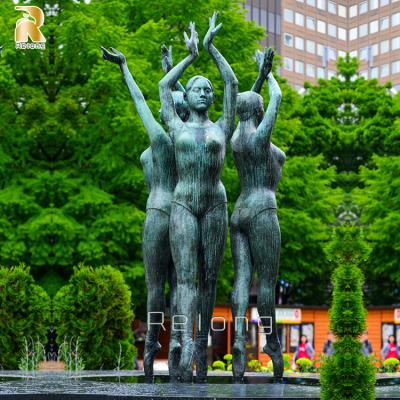 China Europe Garden or Park Decor Nude Dancing Girl Statue Life Size Outdoor Bronze Sculpture for sale