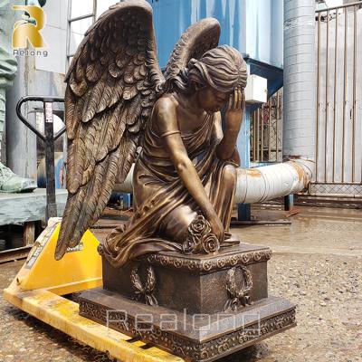 China Europe High Quality Casting Garden Statue Bronze Life Size Crying Angel Sculpture for sale