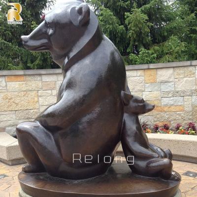 China Europe Big Size Modern Garden Decor Outdoor Bronze Sculpture Bear Son Statue For Sale for sale