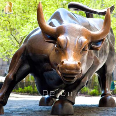 China Europe Large Large Size Wall Street Bull Statue Aculpture Metal Decoration Antique Brass Bronze Home for sale