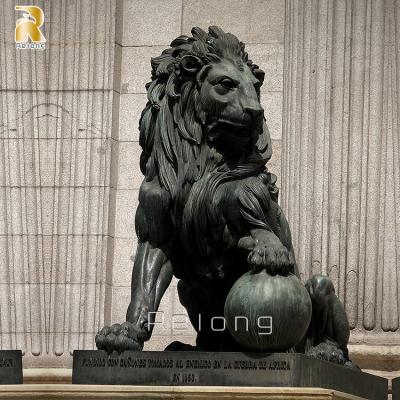 China Europe Large Size Classic Bronze Lion Life Size Statues For Outdoor Garden Decor for sale