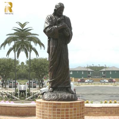 China Outdoor Decor Europe Garden Jesus Statue Bronze Sculpture And Sheep For Sale for sale