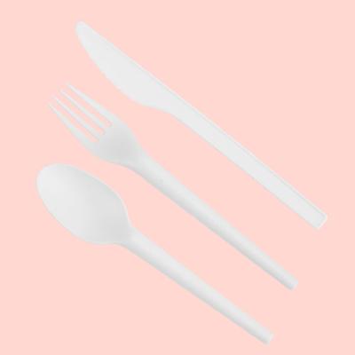 China 6.75 Inch CPLA Disposable Cutlery Set Knife Fork Spoon Customized Pack Disposable Biodegradable for sale