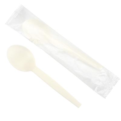 China PSM Individually Wrapped Portable Plastic Biodegradable Disposable Cornstarch Cutlery Soup Spoon Disposable Spoon for sale