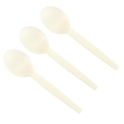 China PSM 2021 New Design Portable Plastic Custom Plastic Spoons Biodegradable Cornstarch Cutlery Spoon Set for sale