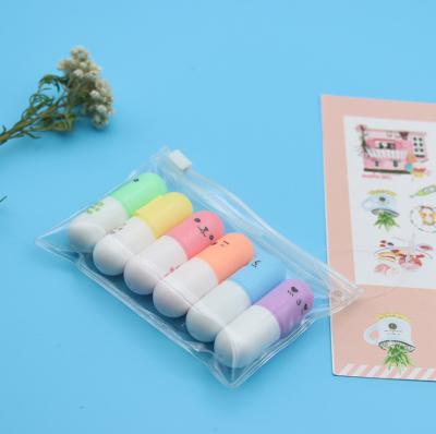 China Promotional Markers & Promotional White Yellow Red Easy Dry Pill Shaped Marker Pen Highlighter Pens DIY Pink Gel Capsule Highlighter Pen With Custom Logo for sale