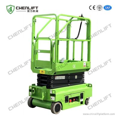 China Compact and Powered Mini Scissor Lift with 3.9m Platform Height and 240kg Load for Performance for sale