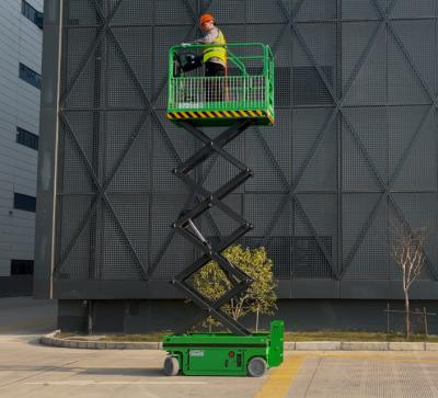 China CE-gecertificeerd volledig elektrisch luchtwerkplatform met een laadvermogen van 230 kg en een smalle platvorm Te koop