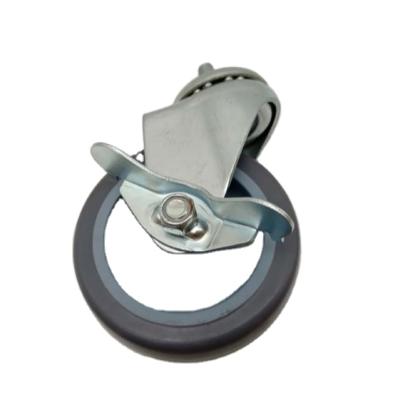 China High Quality Gray Traditional Factory 100x32 PU Caster Wheel Screw With Side Brake for sale