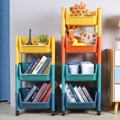 China Plastic Colorful Shelf 4 Layers Storage Stands Removable Removable Bookcase Plastic Kids Play Shelf Baby Storage Toy Rack for sale