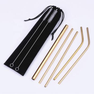 China Metal Sustainable Reusable Straws, Stainless Steel Drinking Straw Set for sale