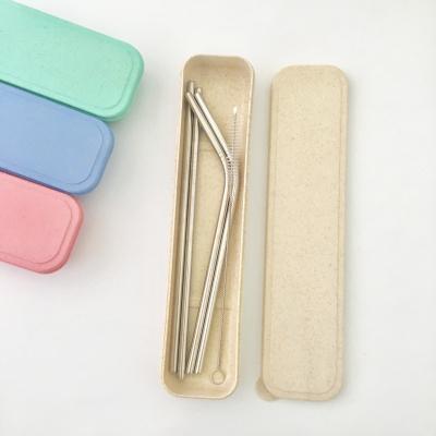 China Amazon New Sustainable Metal Hot Selling Eco-Friendly Straw, Portable Wheat Straw Set, Stainless Steel Straw for sale