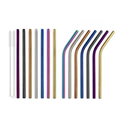 China Viable High Quality Gold Titanium Metal Straw, Blue, Rainbow Stainless Steel Straw, 304 Drinking Straw for sale