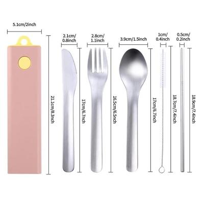 China Sustainable Portable Cutlery Set Reusable Cutlery Set with Knife, Fork, Spoon, Straw, Brush for Home/Travel/Camping Cutlery for sale